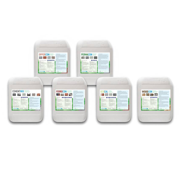 Bild von Ecoform Europe B.V. - Titel: 25 Liter-Gebinde mit Permacon, Zementmix, Oppercon, Ecocal, Woodcon, Ferrocon