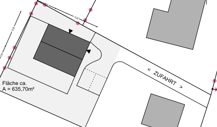 BAU.DE / BAU-Forum: 1. Bild zu Frage "Auffahrt 90 Grad Schleppkurve: Mindestbreite & Abstand zur Grundst&uuml;cksgrenze berechnen?" im BAU-Forum "Architekt / Architektur"