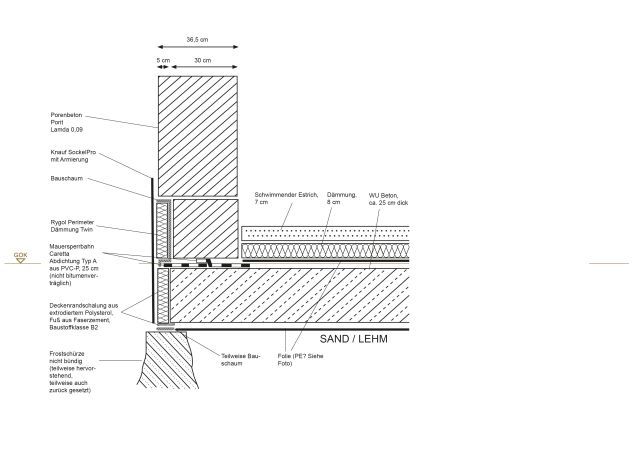 BAU.DE / BAU-Forum: 1. Bild zu Antwort "Detailzeichnung: Sockelaufbau mit horizontaler Abdichtung" auf die Frage "Sockelabdichtung: Horizontale Abdichtung anschlie&szlig;en &ndash; korrekte Ausf&uuml;hrung & Kosten?" im BAU-Forum "Au&szlig;enw&auml;nde und Fassaden"