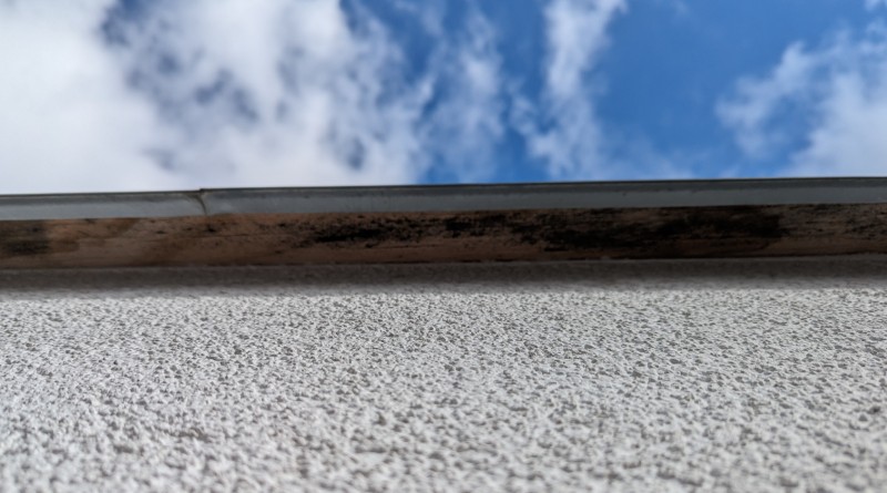 BAU.DE / BAU-Forum: 1. Bild zu Frage "Schwarze Flecken an Bauholz unter Attika Garage: Normale Verf&auml;rbungen oder Schimmel?" im BAU-Forum "Au&szlig;enw&auml;nde und Fassaden"