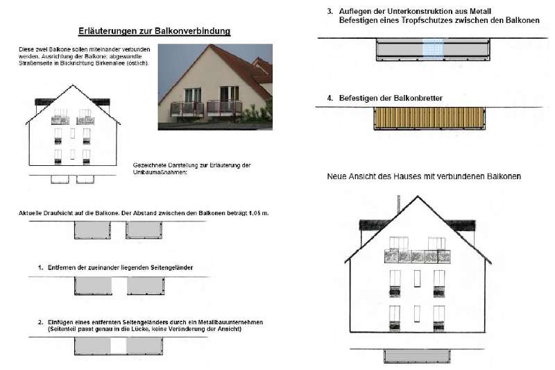 BAU.DE / BAU-Forum: 1. Bild zu Frage "Balkon verbinden: Kosten, Statik, Baugenehmigung & Gel&auml;nder-Anforderungen?" im BAU-Forum "Balkon und Terrasse"