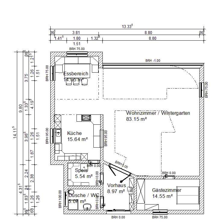 BAU.DE / BAU-Forum: 1. Bild zu Frage "Hausplanung mit Atrium/Wintergarten: Machbarkeit, Kosten & Risiken im EFH?" im BAU-Forum "Grundriss-Diskussionen"