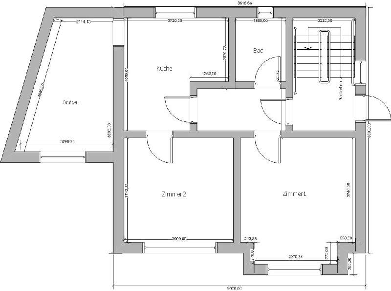 BAU.DE / BAU-Forum: 1. Bild zu Frage "Grundrissplanung EG Umbau: Raumaufteilung, Wohnzimmer, K&uuml;che & Anbau optimieren?" im BAU-Forum "Grundriss-Diskussionen"