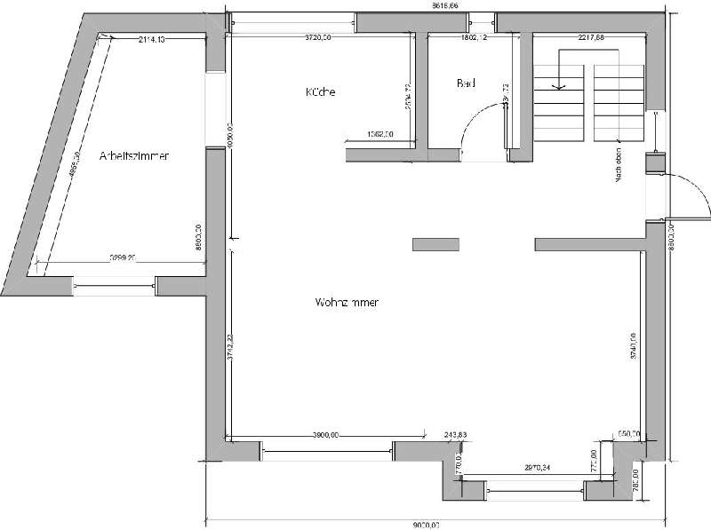 BAU.DE / BAU-Forum: 2. Bild zu Frage "Grundrissplanung EG Umbau: Raumaufteilung, Wohnzimmer, K&uuml;che & Anbau optimieren?" im BAU-Forum "Grundriss-Diskussionen"