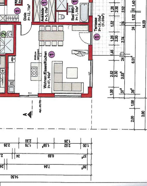 BAU.DE / BAU-Forum: 1. Bild zu Frage "Anordnung Wohnen, Essen, Kochen" im BAU-Forum "Grundriss-Diskussionen"