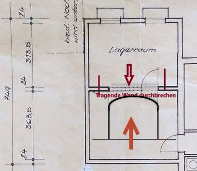 BAU.DE / BAU-Forum: 1. Bild zu Antwort "Wie w&auml;re es mit einem Durchbruch dieser..." auf die Frage "Tragende Wand in Garage entfernen: Kosten, Statik & Risiken beim Durchbruch?" im BAU-Forum "Innenw&auml;nde"