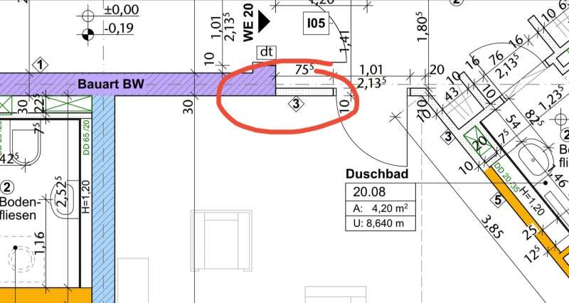 BAU.DE / BAU-Forum: 1. Bild zu Frage "Mangel oder kein Mangel? &nbsp;-&nbsp; Unebener &Uuml;bergang von Trockenbauwand auf Betonwand" im BAU-Forum "Innenw&auml;nde"