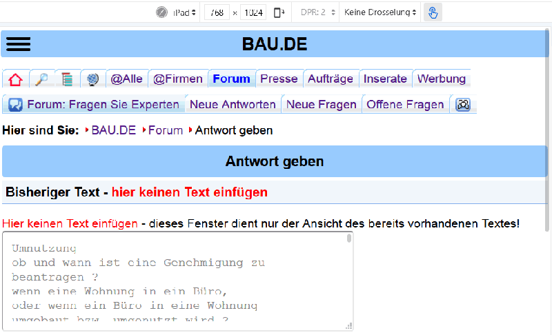 BAU.DE / BAU-Forum: 2. Bild zu Frage "Mobile Version" im BAU-Forum "Das Forum &uuml;ber unsere Foren - Anregungen, Kritik, Vorschl&auml;ge f&uuml;r neue Foren etc."