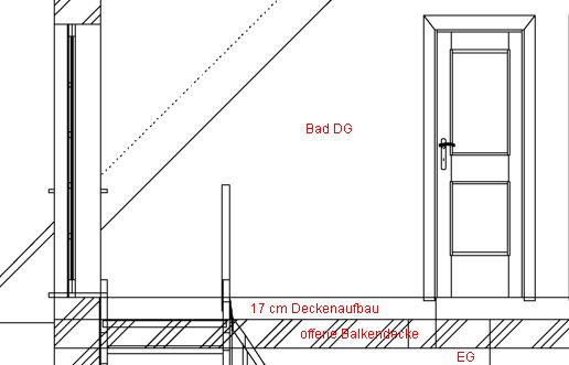 BAU.DE / BAU-Forum: 1. Bild zu Frage "Ebenerdige Dusche in Holzbalkendecke: Aufbau, Abdichtung & Risiken im Neubau?" im BAU-Forum "Sanit&auml;r, Bad, Dusche, WC"