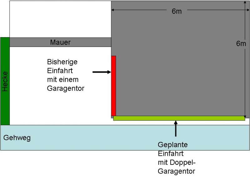BAU.DE / BAU-Forum: 1. Bild zu Frage "Statik Garagenumbau: Kosten f&uuml;r Einfahrts&auml;nderung mit Satteldach?" im BAU-Forum "Modernisierung / Sanierung / Bausch&auml;den"