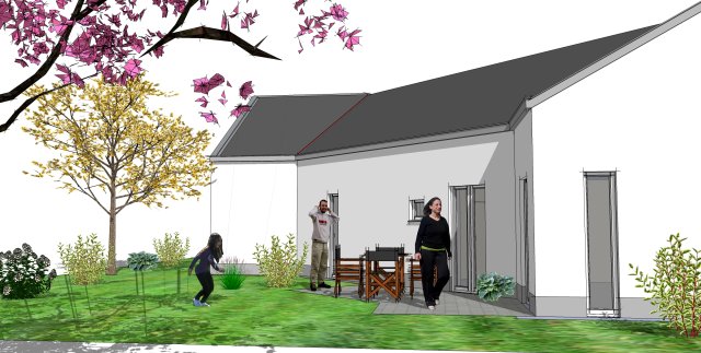 Bild von Helmuth Plecker - Titel: Ein kleiner gem&uuml;tlicher Garten hinter jedem Bungalow