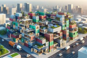 Container-Architektur bezeichnet die Praxis, gebrauchte Frachtcontainer zu Wohn-, Gewerbe- oder Industriebauten umzufunktionieren.