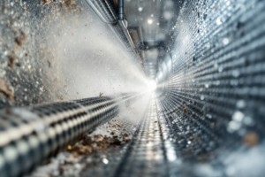 Die Hochdruckspülung ist ein Verfahren zur Reinigung von Rohrleitungen, Kanälen und Oberflächen mittels eines starken Wasserstrahls, der mit hohem Druck durch spezielle Düsen gepresst wird.