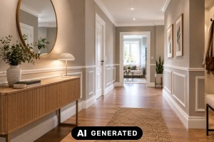 Wohnr&auml;ume optisch aufwerten mit Leisten und Verkleidungen - Bild: KI-generiert / BAU.DE