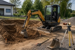 Erdarbeiten in Eigenleistung. Wann sich der Einsatz kompakter Baumaschinen im privaten Hausbau rechnet - Bild: BauKI / BAU.DE Erdarbeiten in Eigenleistung. Wann sich der Einsatz kompakter Baumaschinen im privaten Hausbau rechnet - Bild: BauKI / BAU.DE