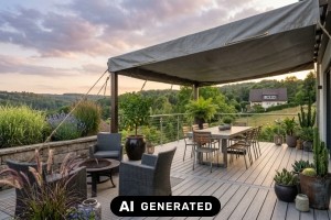 Terrassenrenovierung im Vergleich: Wetterschutz nach Ma&szlig; statt Standardabdeckung - Bild: KI-generiert / BAU.DE