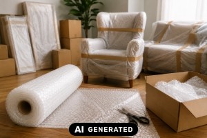 Umzug und Renovierung: M&ouml;bel und Fliesen transportsicher verpacken - Bild: KI-generiert / BAU.DE