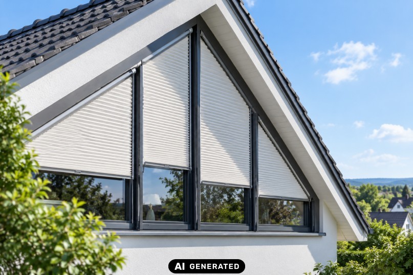 Ein Dreiecksfenster ist ein Fenster, dessen &auml;u&szlig;ere Kontur im Wesentlichen dreieckig ist und das h&auml;ufig durch schr&auml;ge Seiten sowie eine charakteristische Spitze gepr&auml;gt wird.