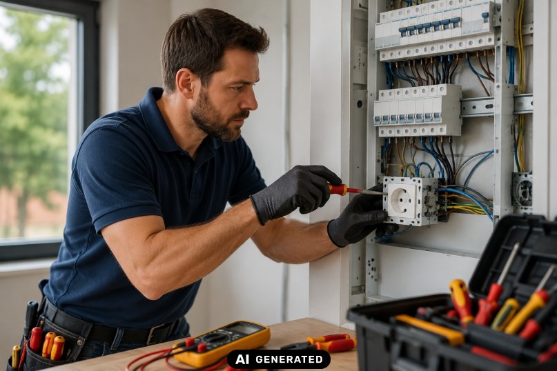 FI steht als gebr&auml;uchliche Kurzform f&uuml;r den Fehlerstromschutzschalter, eine elektrische Schutzeinrichtung, die kleinste Differenzstr&ouml;me zwischen dem hin- und dem r&uuml;ckflie&szlig;enden Strom in einem Stromkreis erkennt.