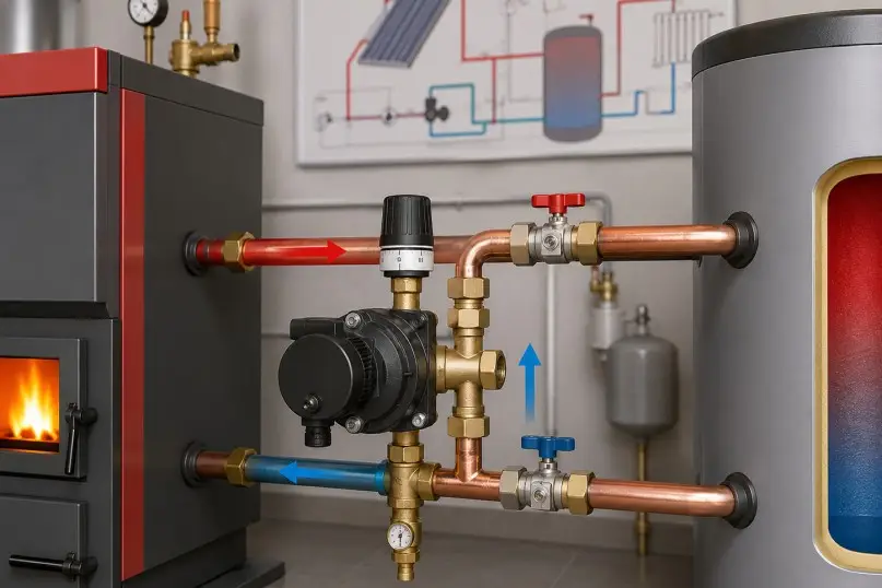 Ein Mischventil ist eine Armatur in einer Heizungs- oder W&auml;rme&uuml;bertragungsanlage, die zwei unterschiedlich temperierte Wasserstr&ouml;me zusammenf&uuml;hrt oder deren Verteilung regelt.