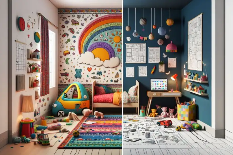 Die Kinderzimmergestaltung umfasst die Planung, Einrichtung und Dekoration eines Raumes, der speziell f&uuml;r Kinder gedacht ist.