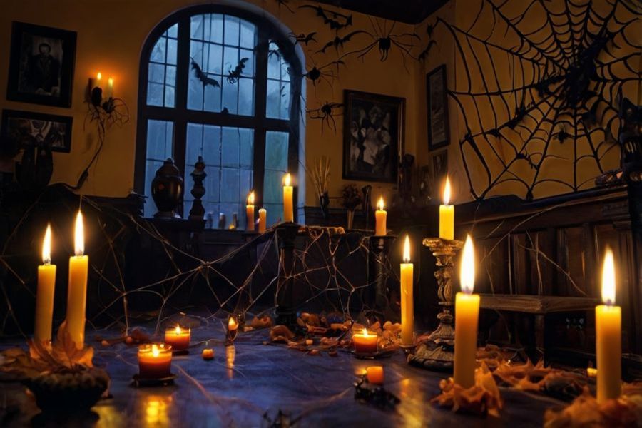 Die Grundstimmung des Raums festlegen - Kerzen und Spinnweben